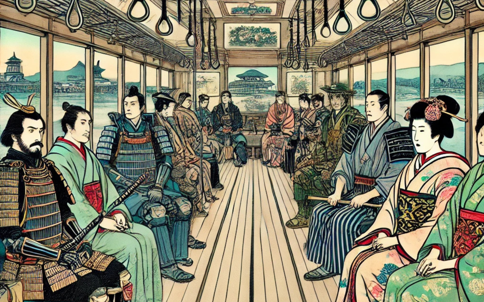 Samurai Express, samurai, geisha, train, edo